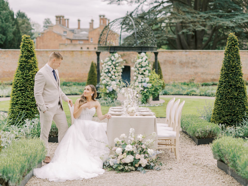 Outside luxury wedding reception tablescape