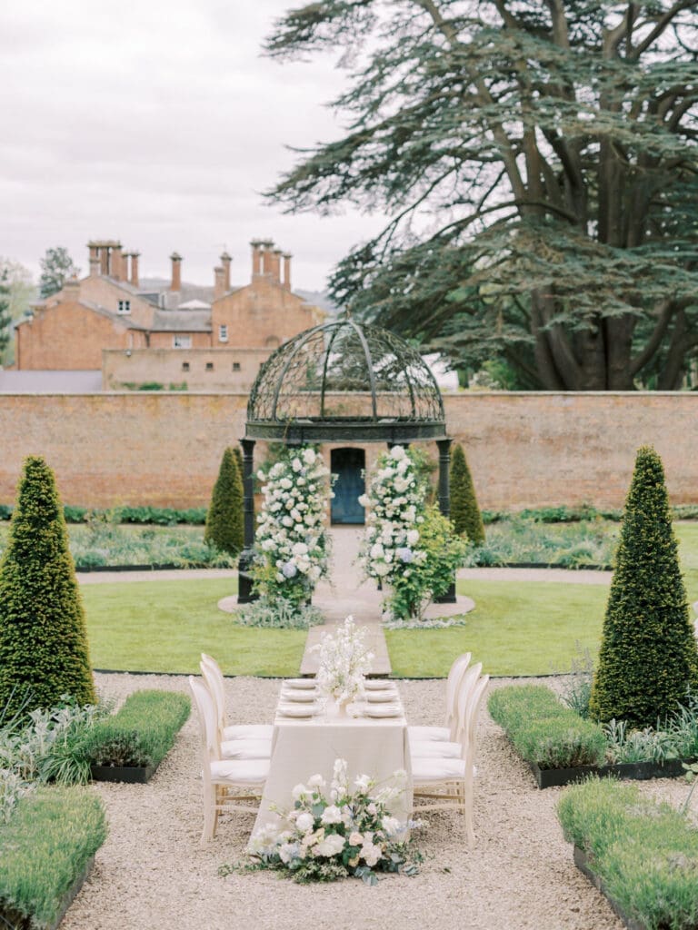 Luxury wedding tablescape design photographed by Heledd Roberts, styled by LMJ Weddings & Events at Garthmyl Hall