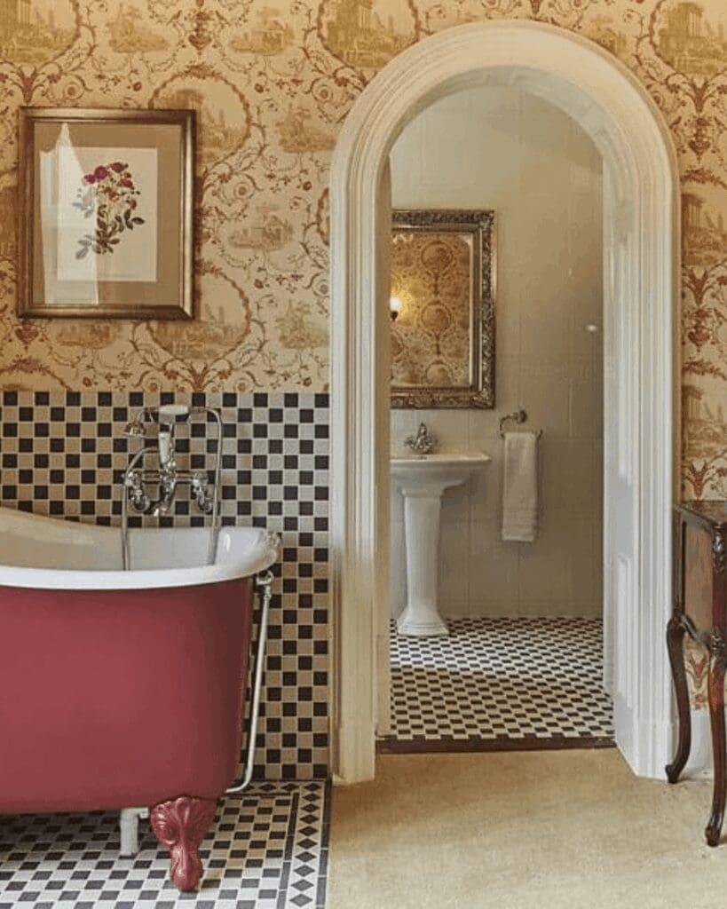 Luxurious bathroom and guest amenities like this roll top bath at Palé Hall in Bala